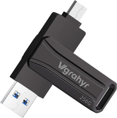256GB USB Flash Drive, Dual USB A & Type-C Thumb Drive, Up to 150MB/s, Swivel Metal Housing, 2-in-1 Memory Stick for Android, Tablets, Laptops