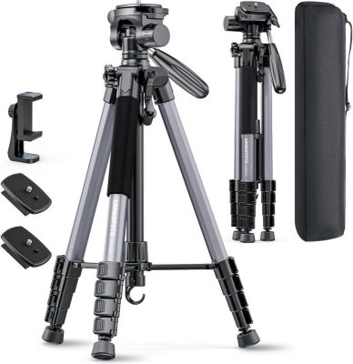 CAMBOFOTO 74? Aluminum Camera Tripod – Heavy?Duty Professional Tripod Stand for DSLR & Mirrorless Cameras, Smartphones & GoPro – Lightweight Travel