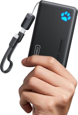 INIU 45W Fast Charging Portable Charger, 40% Smaller 10000mAh with Detachable Cable, Flight-Safe Travel Power Bank