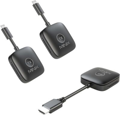 MINIX Wireless HDMI – Wireless HDMI Transmitter Dual Transmitter 1 Receiver, USB-C HDMI Adapter, Multi-Screen Extension 1080P 60Hz, 164FT/50m, 2.4G/5G WiFi