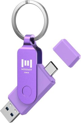 MOSDART 128GB Dual USB C 3.2 Flash Drive, Up to 150MB/S Type C Thumb Drive with Keychain and LED Light, exFAT Memory Stick for iPhone 15,16 and 17