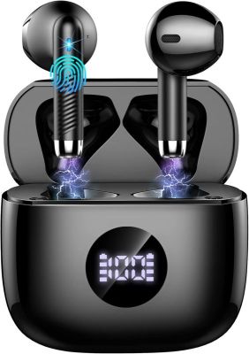 Wireless Earbuds, Bluetooth 5.4 Ear Buds LED Power Display Headphones Bass Stereo