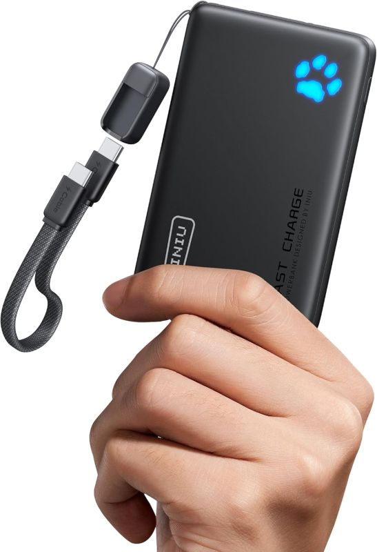 INIU 45W Fast Charging Portable Charger, 40% Smaller 10000mAh with Detachable Cable, Flight-Safe Travel Power Bank