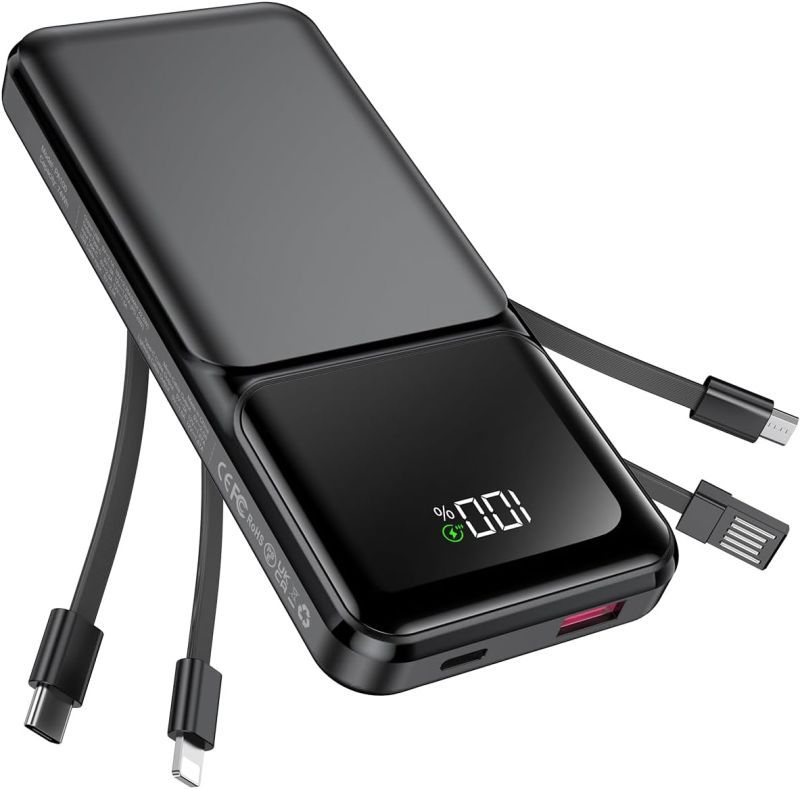 RONEGN Portable Charger with Built in Cable -20000mAh Fast Charging Power Bank